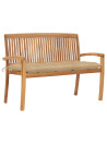 Stacking Garden Bench with Cushion 128.5 cm Solid Teak Wood