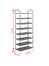 Shoe Rack with 8 Shelves Metal and Non-woven Fabric Black