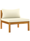 2 Piece Sofa Set with Cream White Cushions Solid Acacia Wood