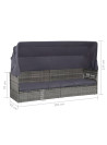 Garden Bed with Canopy Grey 205x62 cm Poly Rattan