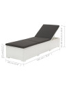 Sun Lounger with Cushion Poly Rattan White