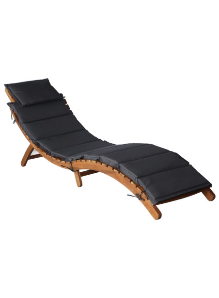 Sun Lounger with Cushion Solid Acacia Wood Dark Grey