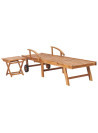 Sun Loungers 2 pcs with Table Solid Teak Wood