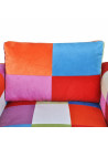 Cube Armchair with Chrome Feet Patchwork Design Fabric