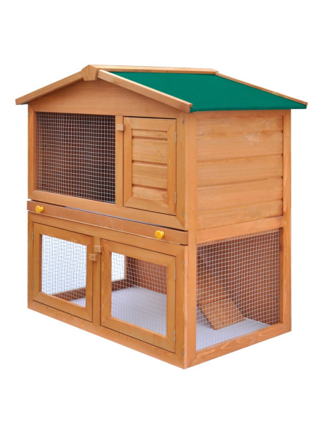 Outdoor Rabbit Hutch Small Animal House Pet Cage 3 Doors Wood