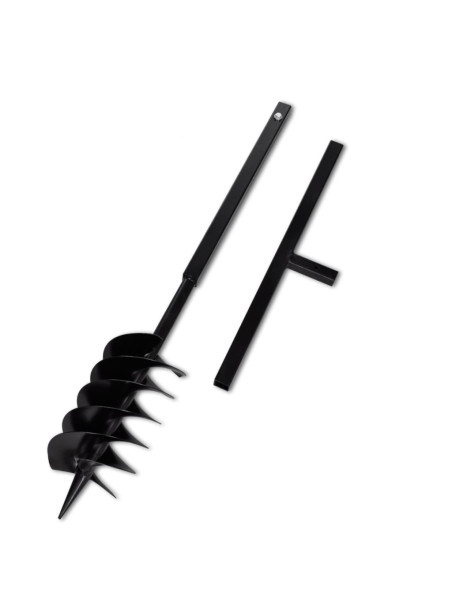 Ground Drill with Handle Auger Bit 150 mm Three Spirals Steel Black