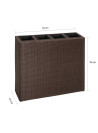 Garden Raised Bed with 4 Pots Poly Rattan Brown