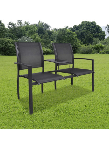 2 Seater Garden Bench 131 cm Steel and Textilene Black
