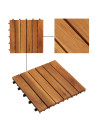 10 pcs Acacia Decking Tiles 30 x 30 cm Vertical Pattern