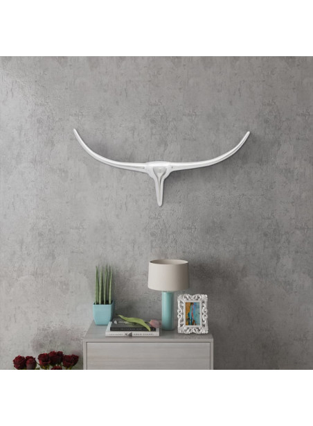 Wall Mounted Aluminium Bull’s Head Decoration Silver 72 cm
