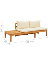 Garden Bench with Table Cream White Cushions Solid Acacia Wood
