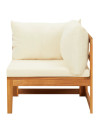 2 Piece Garden Lounge Set with Cream White Cushions Acacia Wood