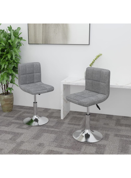 Swivel Dining Chairs 2 pcs Light Grey Fabric