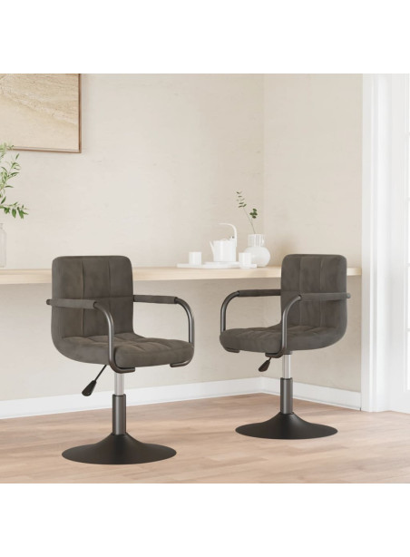 Swivel Dining Chairs 2 pcs Dark Grey Velvet
