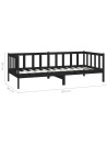 Day Bed Black Solid Pinewood 90x200 cm