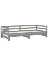 Pull-out Day Bed Grey Solid Pinewood 2x