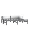 Pull-out Day Bed Grey Solid Pinewood 2x(90x200) cm