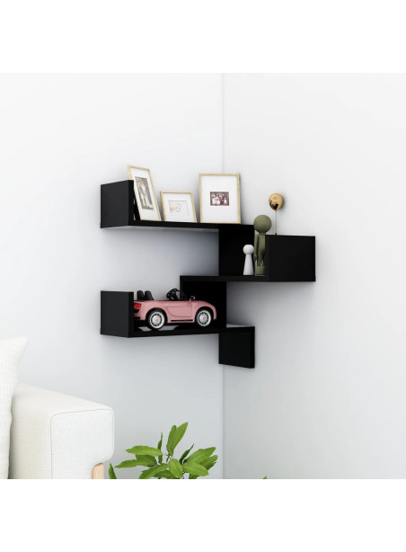 Wall Corner Shelf Black 40x40x50 cm Engineered Wood