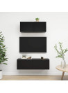 2 Piece TV Cabinet Set Black Engineered Wood