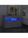 Bedside Cabinet & LED Lights Concrete Grey 60x35x40 cm