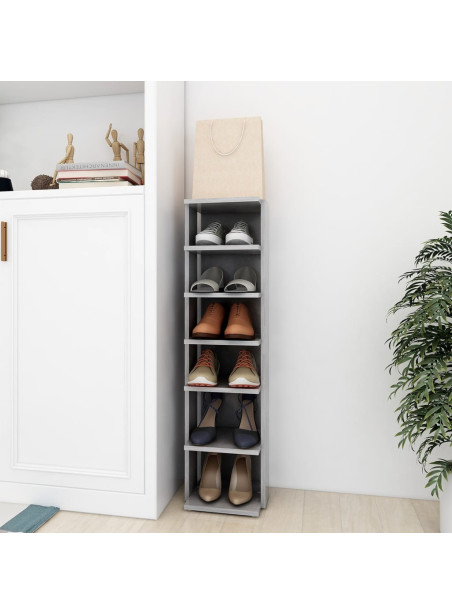 Shoe Cabinet Concrete Grey 27.5x27x102 cm Engineered Wood
