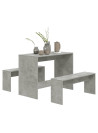 3 Piece Dining Set Concrete Grey Engineered Wood