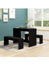 3 Piece Dining Set Black Engineered Wood