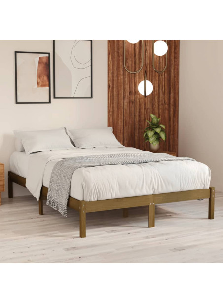 Bed Frame Honey Brown Solid Wood Pine 160x200 cm