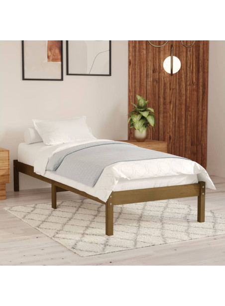 Bed Frame Honey Brown Solid Wood Pine 90x200 cm