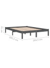 Bed Frame Grey Solid Wood Pine 160x200 cm