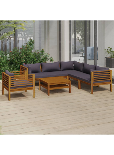 7 Piece Garden Lounge Set with Cushion Solid Acacia Wood