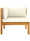 10 Piece Garden Lounge Set with Cream Cushion Solid Acacia Wood