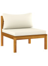 3-Seater Garden Sofa with Cream Cushion Solid Acacia Wood