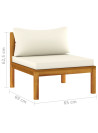 3-Seater Garden Sofa with Cream Cushion Solid Acacia Wood