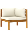 5 Piece Garden Lounge Set with Cream Cushion Solid Acacia Wood