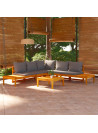 4 Piece Garden Lounge Set with Dark Grey Cushions Acacia Wood