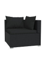 2-Seater Sofa with Cushions Black Poly Rattan
