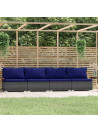 4-Seater Sofa with Cushions Grey Poly Rattan