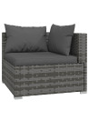 4 Piece Garden Lounge Set with Cushions Grey Poly Rattan