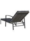 Sun Loungers 2 pcs with Table Poly Rattan Grey