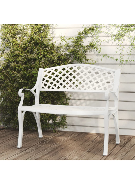 Garden Bench 102 cm Cast Aluminium White