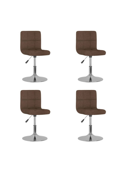 Swivel Dining Chairs 4 pcs Brown Fabric