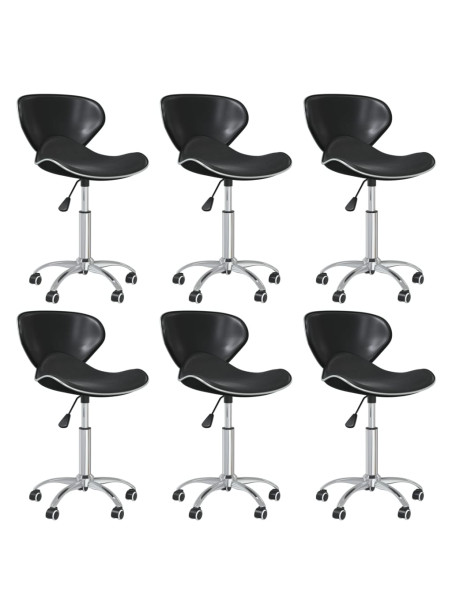 Swivel Dining Chairs 6 pcs Black Faux Leather