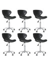 Swivel Dining Chairs 6 pcs Black Faux Leather