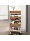 Shoe Cabinet HAMAR Honey Brown 59.5x35x117 cm Solid Wood Pine