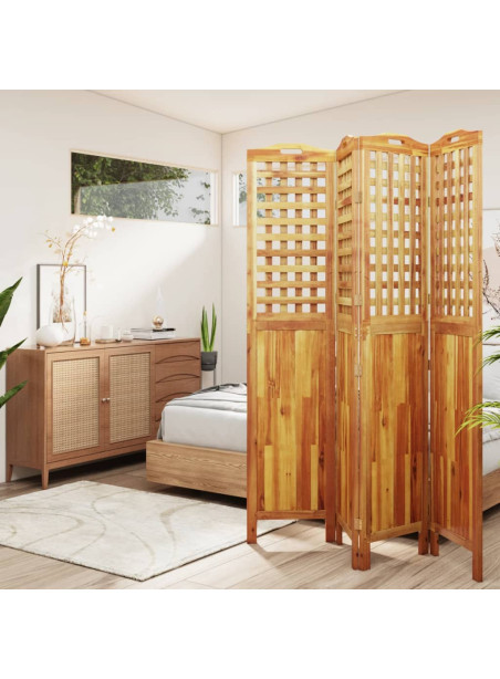 4-Panel Room Divider 162x2x180 cm Solid Wood Acacia