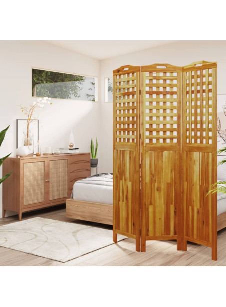 3-Panel Room Divider 121.5x2x180 cm Solid Wood Acacia