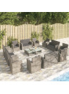 16 Piece Garden Lounge Set with Cushions Poly Rattan Grey