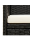 3-Seater Garden Sofa with Cushion Black Poly Rattan