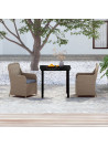 3 Piece Garden Dining Set with Cushions Brown